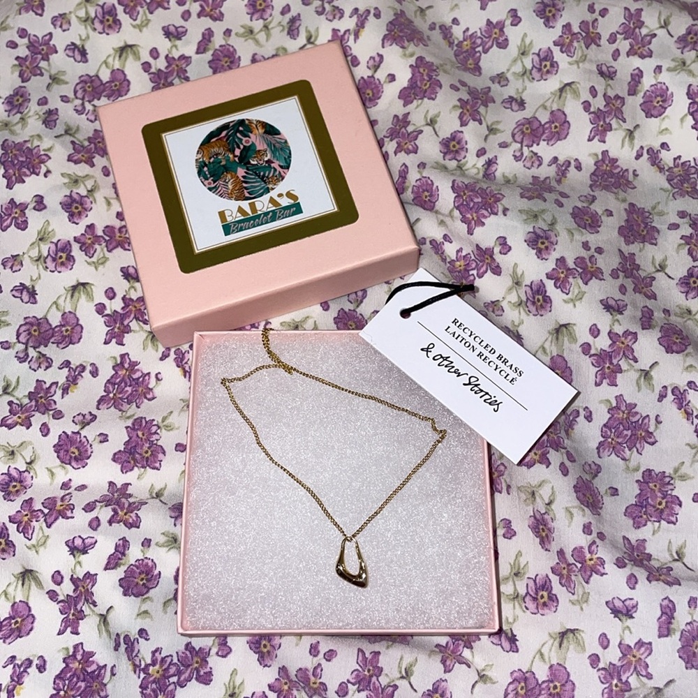 & Other Stories Brass Geometric Pendant Chain Necklace